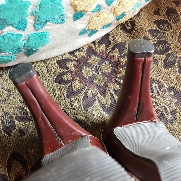 Vtg COACH POPPYS for PEACE Flowers MULES Leather Suede Applique Clogs Heels 8.5m - Picture 11 of 16